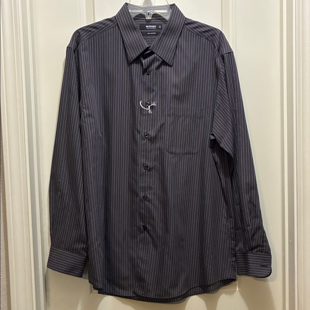 Murano Men's Dark Striped Dress Shirt